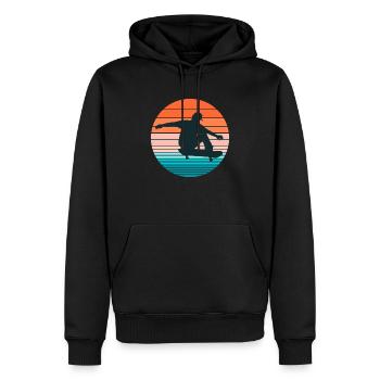 Skateboarder Skater Vintage Cadeau 80 - Sweat à capuche Premium bio Homme - noir - Devant - Nico (187cm)