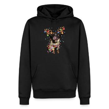 Cochon de Noël - Cochon de Noël mignon - Sweat à capuche Premium bio Homme - noir - Devant - Nico (187cm)