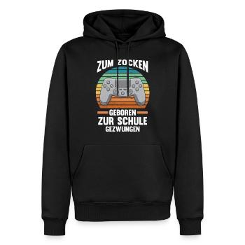 Zum Zocker Geboren Zur Schule Gezwungen - Männer Premium Bio Hoodie - Schwarz - Vorne - Nico (187cm)