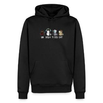 Wortspiel Mieze Katze Französisch Niedlich Lustig - Männer Premium Bio Hoodie - Schwarz - Vorne - Nico (187cm)