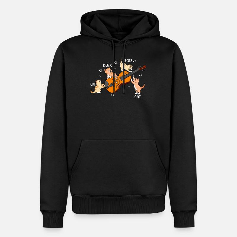 Jeu de mots chatte chatte français violon violon - Sweat à capuche Premium bio Homme - noir