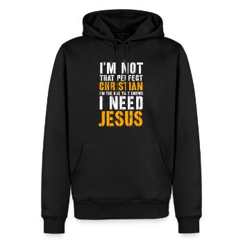 Jésus, Jésus, Jésus Chrétien Chrétien Chrétien - Sweat à capuche Premium bio Homme - noir - Devant - Nico (187cm)