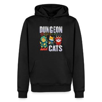 Dungeon and Cats Shirt pour les joueurs de RPG - Sweat à capuche Premium bio Homme - noir - Devant - Nico (187cm)