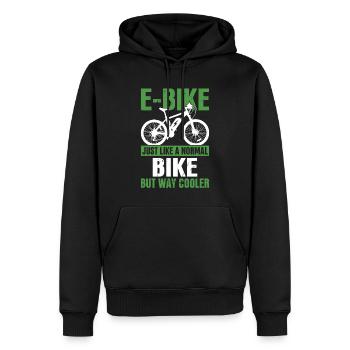 Śmieszne E-Bike Bike Bike Cytaty - Ekologiczna męska bluza z kapturem Premium - czarny - Przód - Nico (187cm)