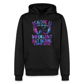 Schule ist wichtig, aber Skifahren ist wichtiger - Männer Premium Bio Hoodie - Schwarz - Vorne - Nico (187cm)