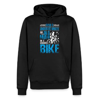 Old man on a Gravel bike - Sweat à capuche Premium bio Homme - noir - Devant - Nico (187cm)