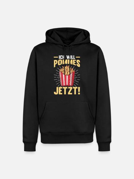 Ich will Pommes - Männer Premium Bio Hoodie - Schwarz