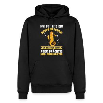 Ich bin ein Seepferdchen - Männer Premium Bio Hoodie - Schwarz - Vorne - Nico (187cm)