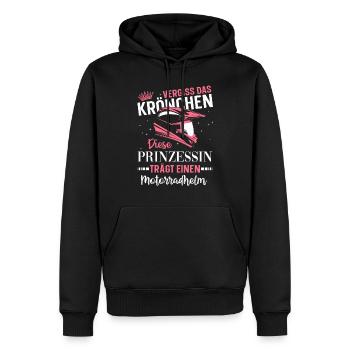 motorrad Fahrerin Motorbike Spruch Frauen Damen - Männer Premium Bio Hoodie - Schwarz - Vorne - Nico (187cm)