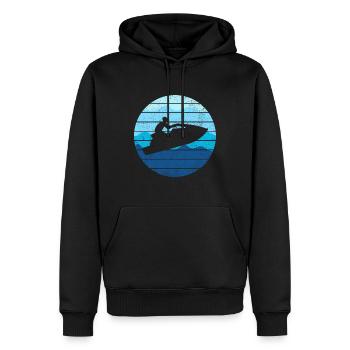 Chemise d’amoureux du jet ski, jet ski rétro vintage, - Sweat à capuche Premium bio Homme - noir - Devant - Nico (187cm)