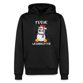 Pinguin Frohe Weihnachten - Männer Premium Bio Hoodie - Schwarz - Vorne - Nico (187cm)