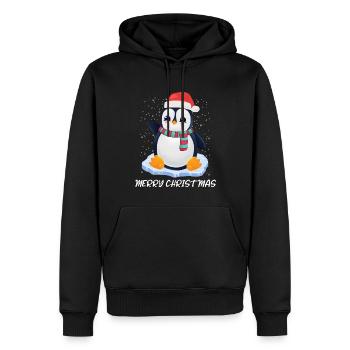 Pinguin Merry Christmas - Männer Premium Bio Hoodie - Schwarz - Vorne - Nico (187cm)