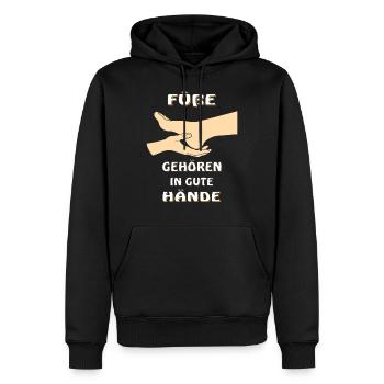 FÜßE GEHÖREN IN GUTE HÄNDE - Männer Premium Bio Hoodie - Schwarz - Vorne - Nico (187cm)