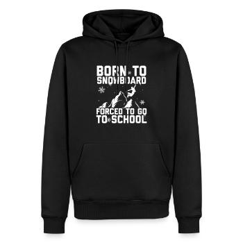 Geboren zum Snowboarden gezwungen zur Schule - Männer Premium Bio Hoodie - Schwarz - Vorne - Nico (187cm)