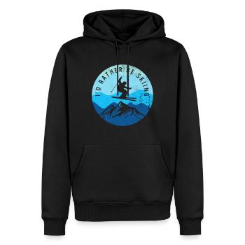 Ski Snowboard Shirt, I'd Rather Be Skiing, Funny - Men’s Premium Organic Hoodie - black - Front - Nico (187cm)