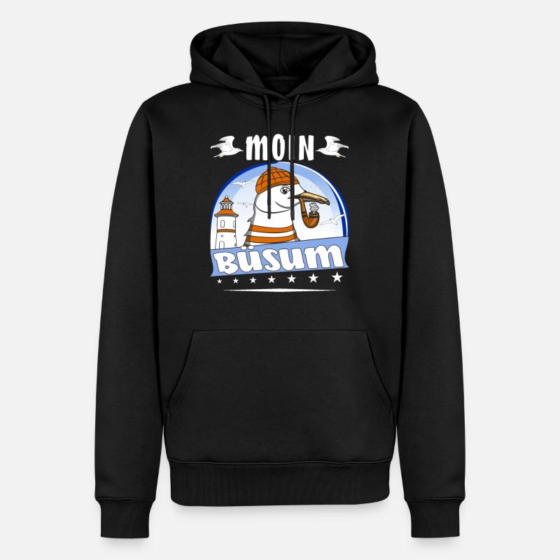 MÖWE MOIN BÜSUM - Männer Premium Bio Hoodie - Schwarz