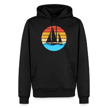 Sailing Sailboat Rétro Vintage - Sweat à capuche Premium bio Homme - noir - Devant - Nico (187cm)