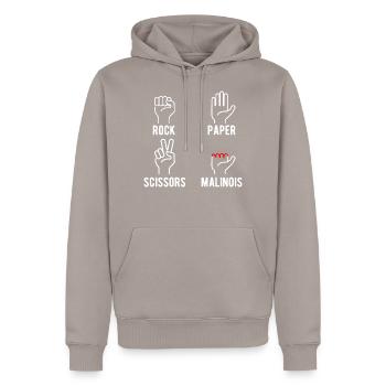 Stein Papier Schere Malinois - Männer Premium Bio Hoodie - Taupe - Vorne - Nico (187cm)