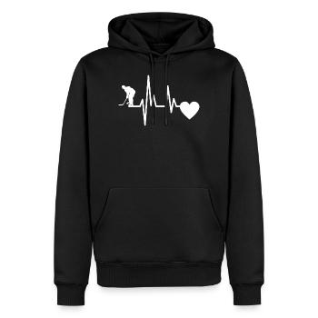Eishockeyteam Herzschlag Wintersport Eishockey - Männer Premium Bio Hoodie - Schwarz - Vorne - Nico (187cm)