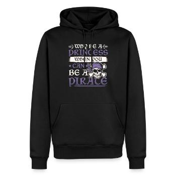 Pourquoi être une princesse quand vous pouvez être une fille pirate - Sweat à capuche Premium bio Homme - noir - Devant - Nico (187cm)