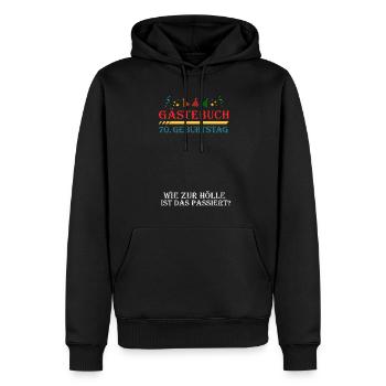70. Geburtstag Gästebuch - Männer Premium Bio Hoodie - Schwarz - Vorne - Nico (187cm)