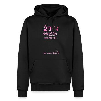 20. Geburtstag Gästebuch - Männer Premium Bio Hoodie - Schwarz - Vorne - Nico (187cm)