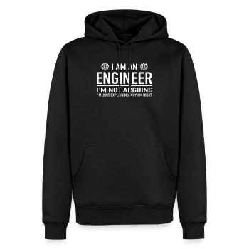 I Am An Engineer I’m Not Arguing Engineering - Sweat à capuche Premium bio Homme - noir - Devant - Nico (187cm)