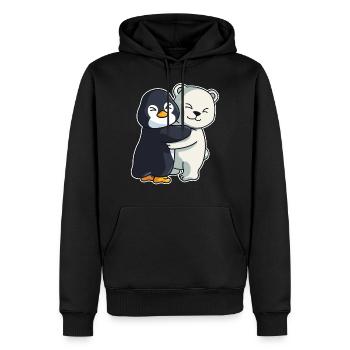 Pinguin und Eisbär niedliche Tiere knuddeln - Männer Premium Bio Hoodie - Schwarz - Vorne - Nico (187cm)