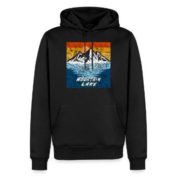 BERG VOIR LAC DE MONTAGNE GRUNGE - Sweat à capuche Premium bio Homme - noir - Devant - Nico (187cm)
