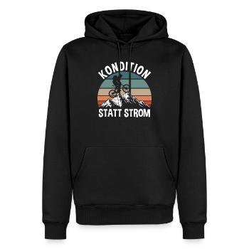 Fahrrad Kondition statt Strom - Männer Premium Bio Hoodie - Schwarz - Vorne - Nico (187cm)