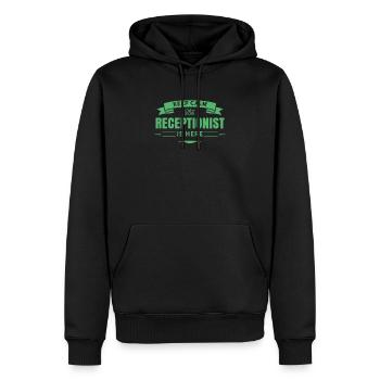 Bleib ruhig der Rezeptionist ist hier Rezeption - Männer Premium Bio Hoodie - Schwarz - Vorne - Nico (187cm)