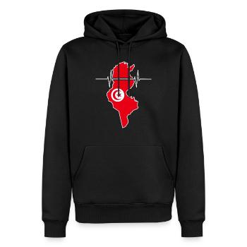 Tunisie Herzschlag Flagge Vintage Tunisie - Sweat à capuche Premium bio Homme - noir - Devant - Nico (187cm)