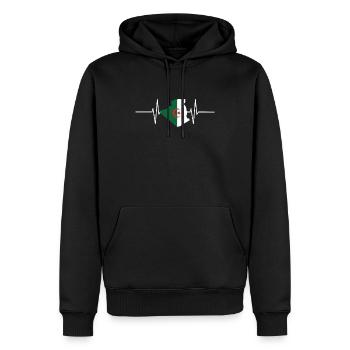 Algérie Battements de cœur Drapeau Algérie vintage - Sweat à capuche Premium bio Homme - noir - Devant - Nico (187cm)
