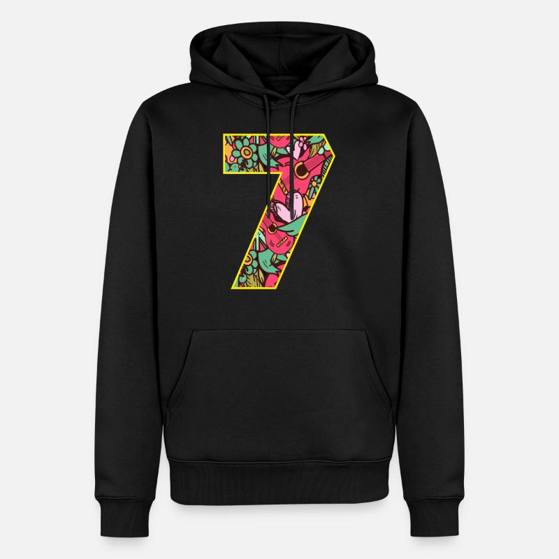 Nombre 7 fleurs - Sweat à capuche Premium bio Homme - noir