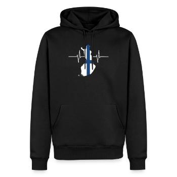 Finlande Herzschlag Flagge Vintage Finlande - Sweat à capuche Premium bio Homme - noir - Devant - Nico (187cm)
