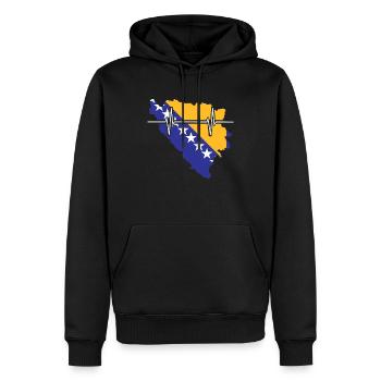Drapeau De Battements de cœur de Bosnie-Herzégovine Vintage - Sweat à capuche Premium bio Homme - noir - Devant - Nico (187cm)