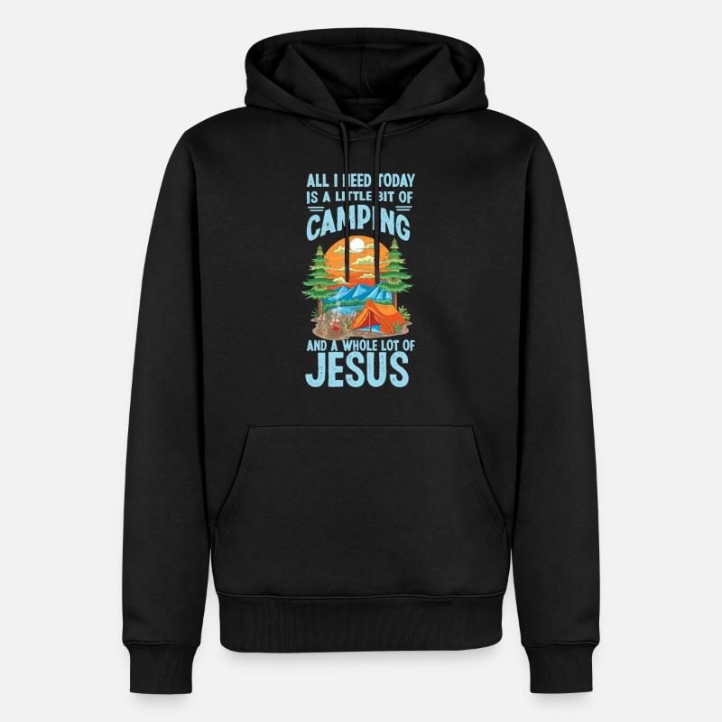 Jesus Coffee & Tente de camping - Sweat à capuche Premium bio Homme - noir