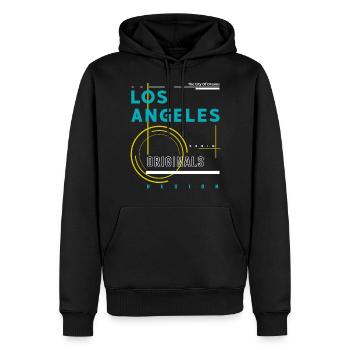 Los Angeles Streetwear Lettrage Californie - Sweat à capuche Premium bio Homme - noir - Devant - Nico (187cm)