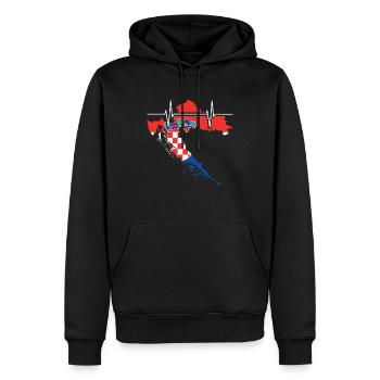 Croatie Herzschlag Flagge Vintage Croatie - Sweat à capuche Premium bio Homme - noir - Devant - Nico (187cm)