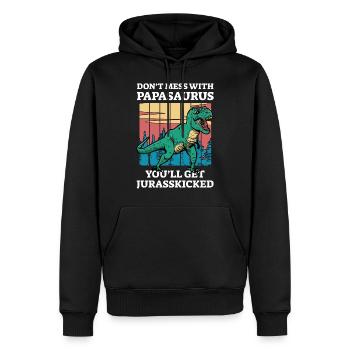 Papasaurus jurasskicked Rex for men dinasor papa - Sweat à capuche Premium bio Homme - noir - Devant - Nico (187cm)