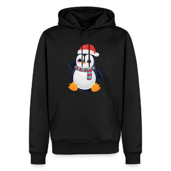 Pingouin avec foulard et casquette de Noël - Sweat à capuche Premium bio Homme - noir - Devant - Nico (187cm)