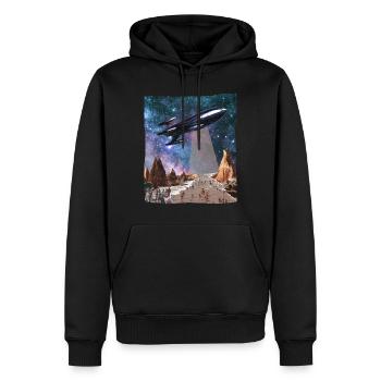 Spaceship Science Fiction Collage Art Shirt - Sweat à capuche Premium bio Homme - noir - Devant - Nico (187cm)