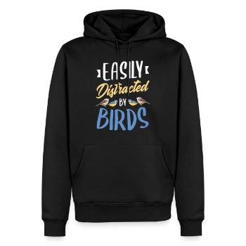L’oiseau regarde bizarrement - Sweat à capuche Premium bio Homme - noir - Devant - Nico (187cm)