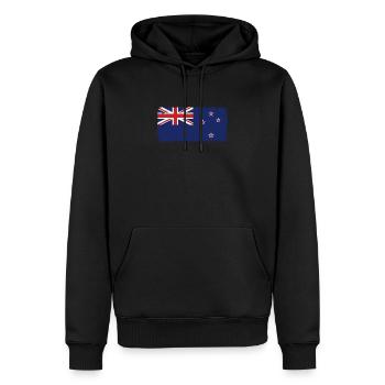 New Zealand Heartbeat Flag Vintage New Zealand - Sweat à capuche Premium bio Homme - noir - Devant - Nico (187cm)