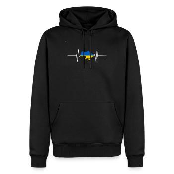 Ukraine Heartbeat Flag Vintage Ukraine - Sweat à capuche Premium bio Homme - noir - Devant - Nico (187cm)