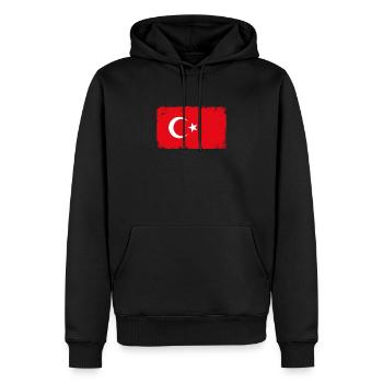 Turquie Heartbeat Flag Vintage Turquie - Sweat à capuche Premium bio Homme - noir - Devant - Nico (187cm)