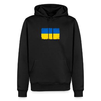 Ukraine Heartbeat Flag Vintage Ukraine - Sweat à capuche Premium bio Homme - noir - Devant - Nico (187cm)