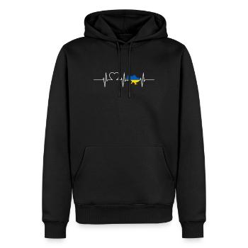 Ukraine Heartbeat Flag Vintage Ukraine - Sweat à capuche Premium bio Homme - noir - Devant - Nico (187cm)