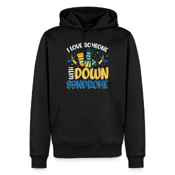 Ich liebe jemanden mit Down-Syndrom - Männer Premium Bio Hoodie - Schwarz - Vorne - Nico (187cm)