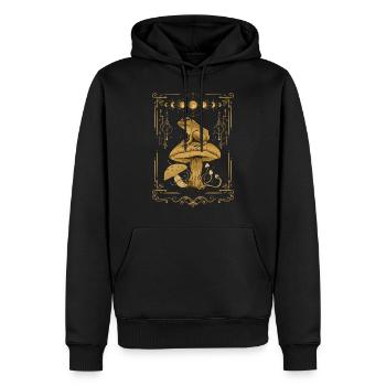 Cottagecore Dark Academia Goblincore Grenouille Champignon - Sweat à capuche Premium bio Homme - noir - Devant - Nico (187cm)